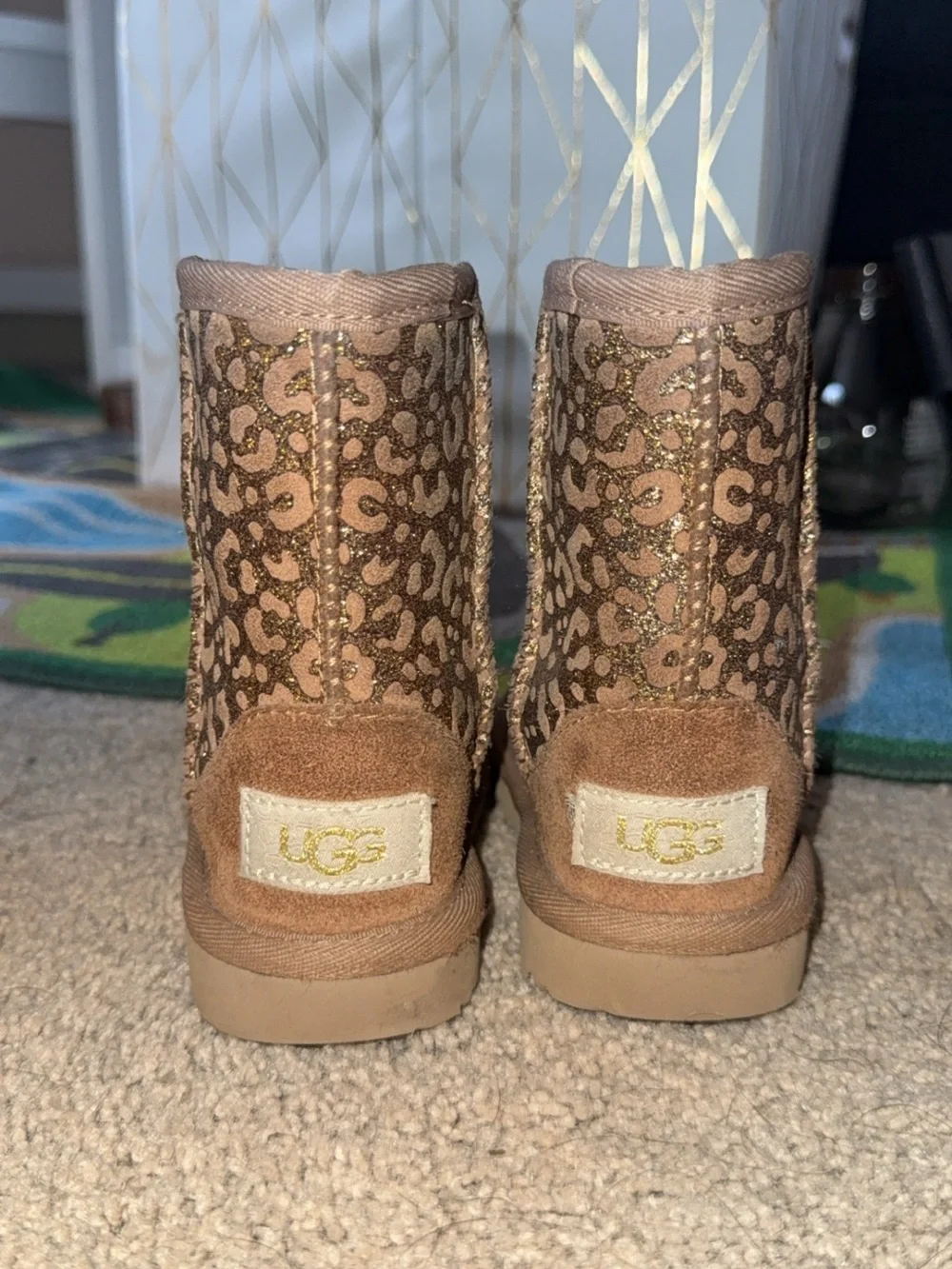 UGG Toddler/ Kids Girls Glitter Leopard Shearling Boots